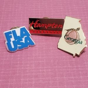 US State Pins (Hampton Virginia,  Georgia, Florida)